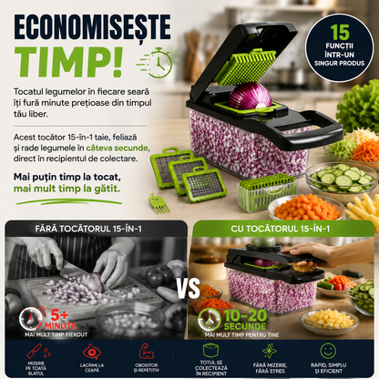 Tocător Multifuncțional pentru Legume 15-in-1