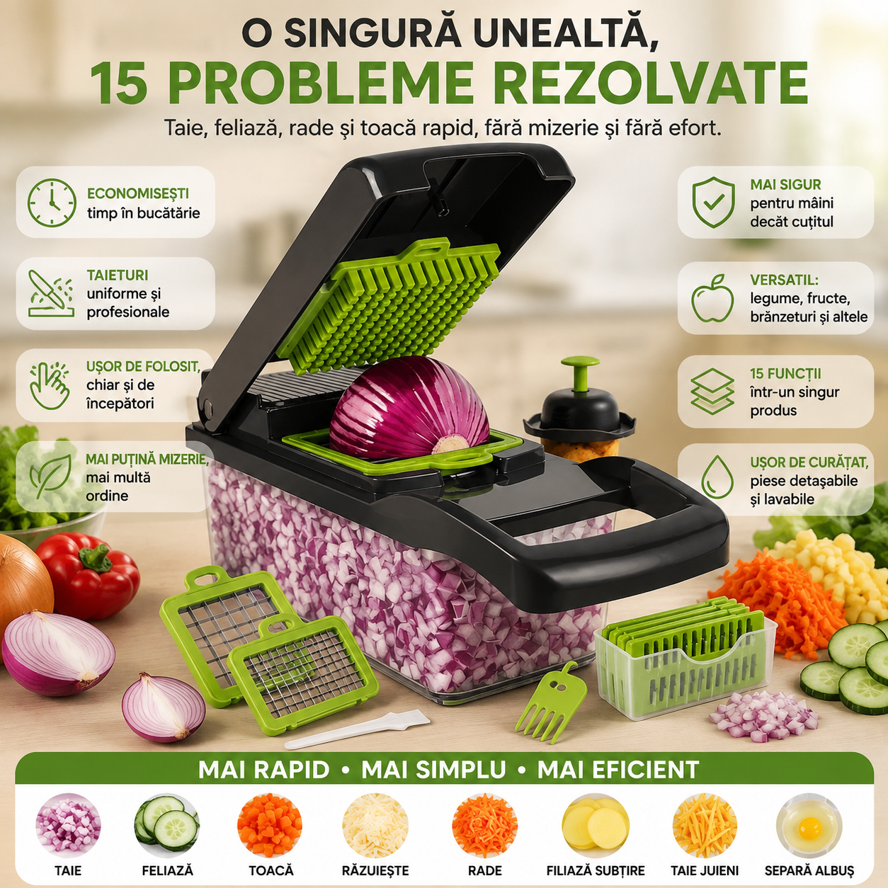 Tocător Multifuncțional pentru Legume 15-in-1